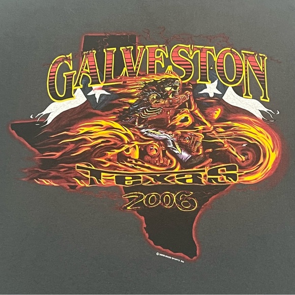 Vintage - 2006 Galveston Texas Skeleton Biker Tee - Picture 3 of 4